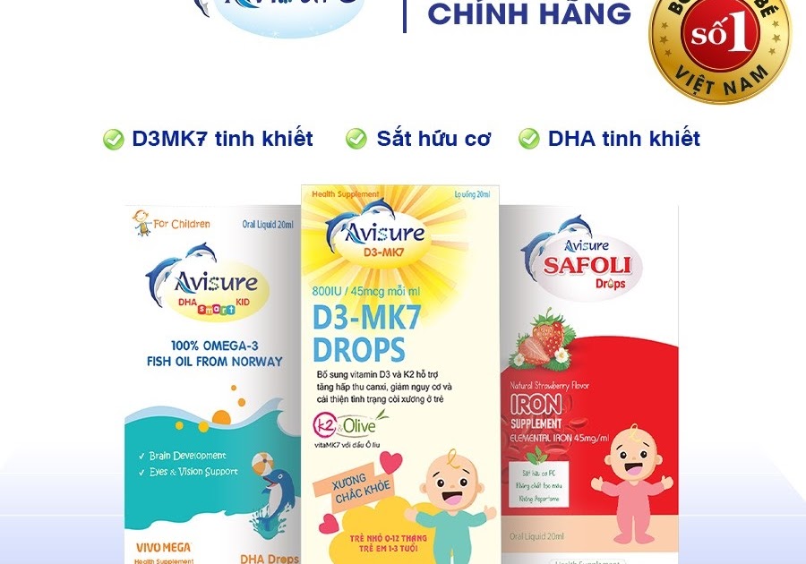 AVISURE - BỘ BA BỔ SUNG D3,DHA,SẮT CHO BÉ