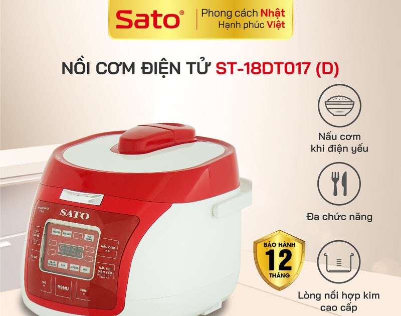 Nồi Cơm Điện Tử SATO 18DT017 (D) 1.8L